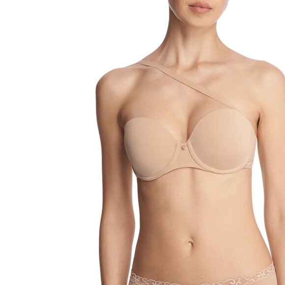 Natori Pure Luxe Strapless Bra Womens 34D Beige Convertible Underwire Contour - Picture 3 of 12